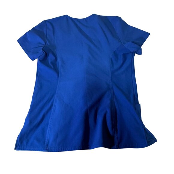 Cherokee Iflex Womens Mock Wrap Scrub Top Medium Royal Blue CK680 Stretch Fabric - Picture 6 of 7